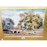 John Henry Leonard: a gilt framed and slipped watercolour depicting a scene at Poulton Farm,