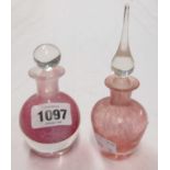 A Teign Valley Glass pink glass scent bottle and another similar