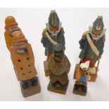 Six carved and painted wood figures of old sea dogs
