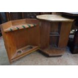 A 27" mid 20th Century stained mixed wood octagonal drinks cabinet/table with fitted fold-out