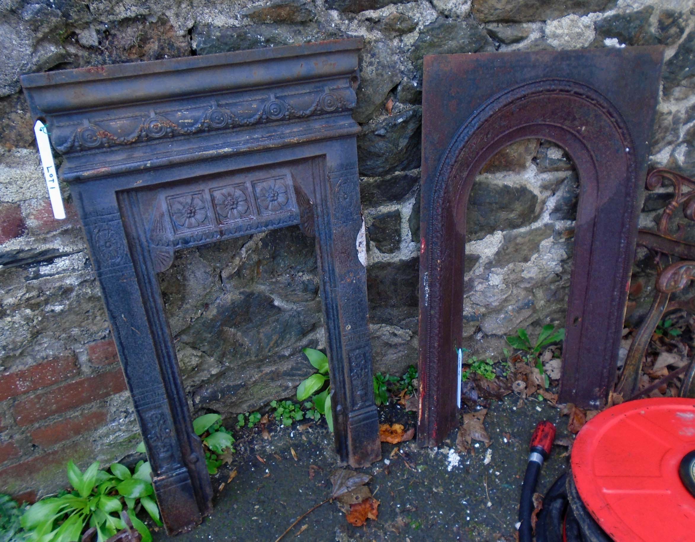 Two Victorian cast iron bedroom fireplace inserts