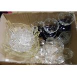 A box containing a quantity of glassware including custard cups, bowls, etc.
