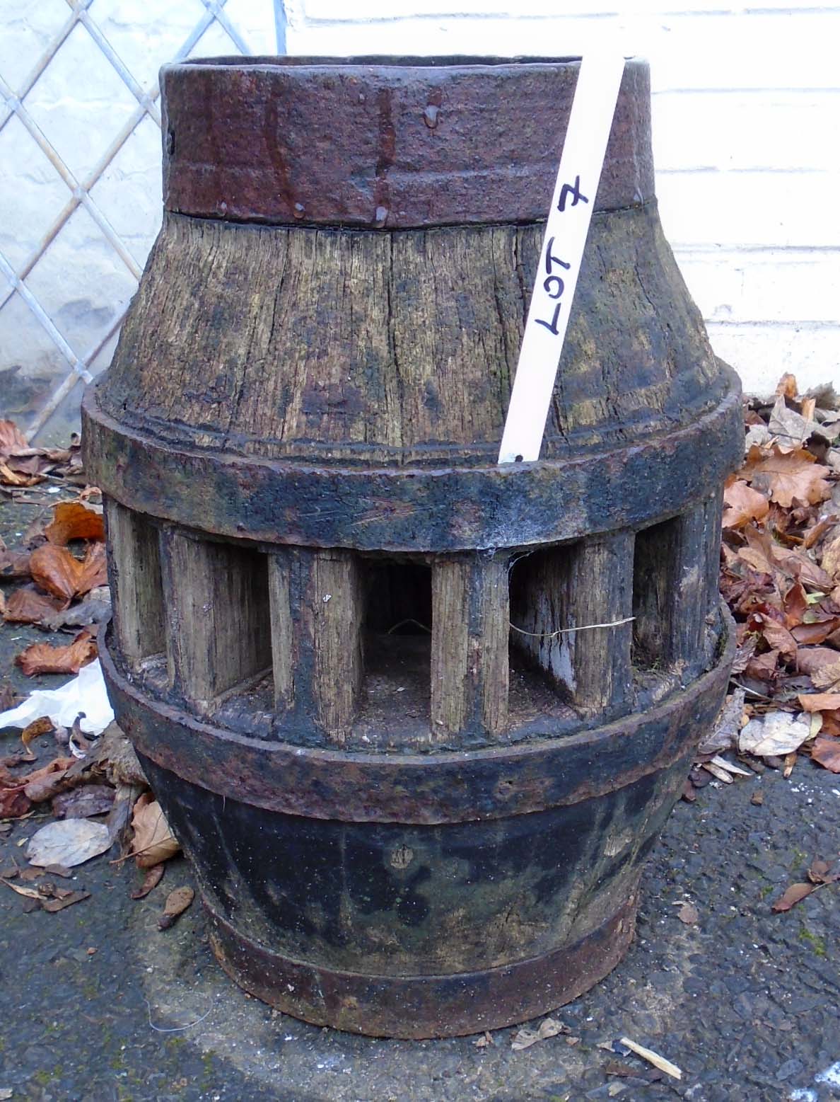 A 16 1/2" old iron bound capstan