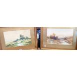 Reubens Southey: a pair of gilt framed and slipped watercolours depicting Dartmoor views, one