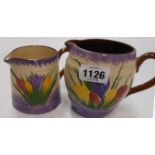 Two pieces of Longpark Pottery Crocus ware