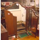 A mid 20th Century stained wood framed Queen Anne style triple dressing table mirror