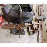 A holdall containing a collection of antique woodworking planes including W. Greenslade of Bristol