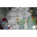 A quantity of cut glass including bowls, bonbon dish - sold with a moulded glass cake stand,