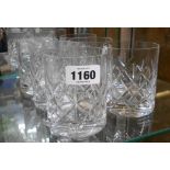 Six cut glass tumblers