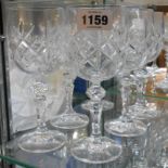 Six cut glass wine glasses