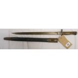 A British Army 1907 Pattern bayonet and scabbard with various test and acceptance marks