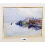 F. M. Duke: a gilt framed watercolour depicting a view of Yarmouth - signed and inscribed