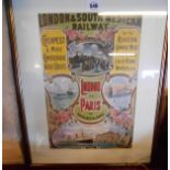 A framed and mounted modern reproduction poster print for the London and South Western Railway