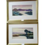 Abraham Hulk Junior: a pair of gilt framed watercolours depicting lakeland views - 6 3/4" X 12 1/2"