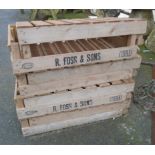 Eight vintage apple crates by W. Groom Ltd. - stamped for R. Foss & Sons 1983