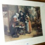 A gilt framed 19th Century coloured print, entitled "First Day of Oysters"