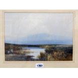 Frederick John Widgery: a gilt framed gouache depicting a view of Lyford Moors - signed - 9 3/4" X