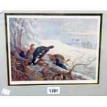 Archibald Thorburn: a framed colour artist's proof print depicting a group of game birds in a