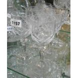 Six cut glass wine glasses