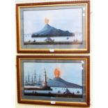 Neapolitan School: a pair of framed 19th Century gouache paintings, one depicting an Eruption of