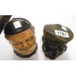 A C. & H. Pottery lustre ware character head pattern humidor - sold with a similar monk's head