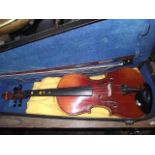 A cased junior violin & bow