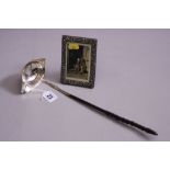 A SILVER TODDY LADLE, having coin base and turned handle, London 1792, together with a small