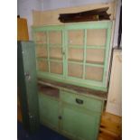 A PAINTED PINE KITCHEN DRESSER, with two drawers, lower cupboard doors have plywood panels (for