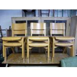 A SET OF SIX WOODEN SCHOOL CHAIRS