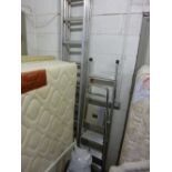 A DOUBLE EXTENSION ALUMINIUM LADDER, and two various other aluminium ladders (3)