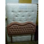 A DOUBLE DIVAN BED, mattress and headboard