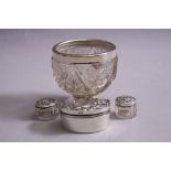 A SILVER TRINKET BOX, having embossed Art Nouveau women in profile before sunburst over ocean to