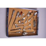 SILVER AND PLATED FLATWARE AND ACCESSORIES, to include silver mounted dressing table hooks, files