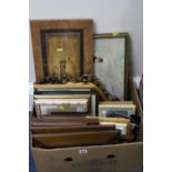 PICTURES, PRINTS, PHOTOGRAPH FRAMES, and a gilt pierced and scrolled wall mirror