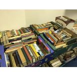 FOUR BOXES OF MAINLY HARDBACK NOVELS, including Works by Christie, Conan Doyle, P.G. Wodehouse