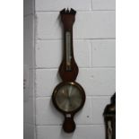 A 19TH CENTURY MAHOGANY INLAID BAROMETER, dial marked Ortelli & Co Red Lion Square, Holborn London