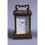 A MATTHEW NORMAN, LONDON, BRASS CARRIAGE CLOCK, original case, 12cm, instructions, key (sd)