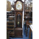 A MODERN MAHOGANY CASED LONGCASE CLOCK, face marked 'Charles E Short, Brighton' (two weights)