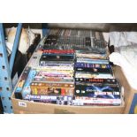 TWO BOXES OF DVD'S AND VHS CASSETTES, including BBC Shakespeare Productions (two boxes)