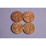 FOUR GOLD SOVEREIGNS 1913