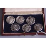 A BOXED SET OF SIX SILVER BUTTONS, Birmingham 1904