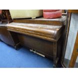 AN OAK UPRIGHT PIANO, and an oak bureau (both distressed) (2)