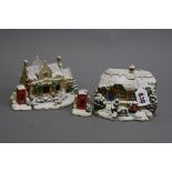 TWO LILLIPUT LANE SCULPTURES, modelled as 'Messages For Christmas', L3462 (Exclusive to H. Samuel)