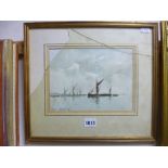 EDWARD WESSON (1910-83), Thames Barges, watercolour, approximate size 17cm x 23cm