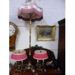 A PAIR OF TABLE LAMPS, with shades, standard lamp with shade, etc (7)