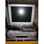 AN ALBA 15' LCD TV, Sony DVD player, etc (four remotes) (4)