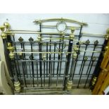 TWO BRASS AND METAL 4' 6' BED ENDS, and two similar single bed ends (4)