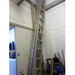 A LARGE ALUMINIUM DOUBLE EXTENDING LADDER, and a similar smaller double extending ladder (2)