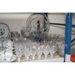 A QUANTITY OF GLASSWARES, including Derwent Crystal bowls, assorted drinking glasses etc