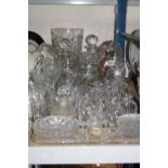 A QUANTITY OF GLASSWARES, including Nachtmann bedside Quartz clock, Stuart Crystal vase etc